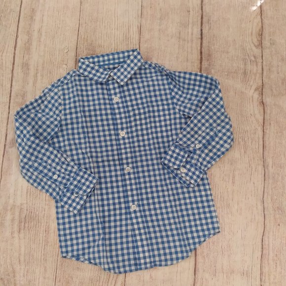 Cat & Jack blue gingham button down shirt sz 4-5 and 8-10 - Picture 6 of 6